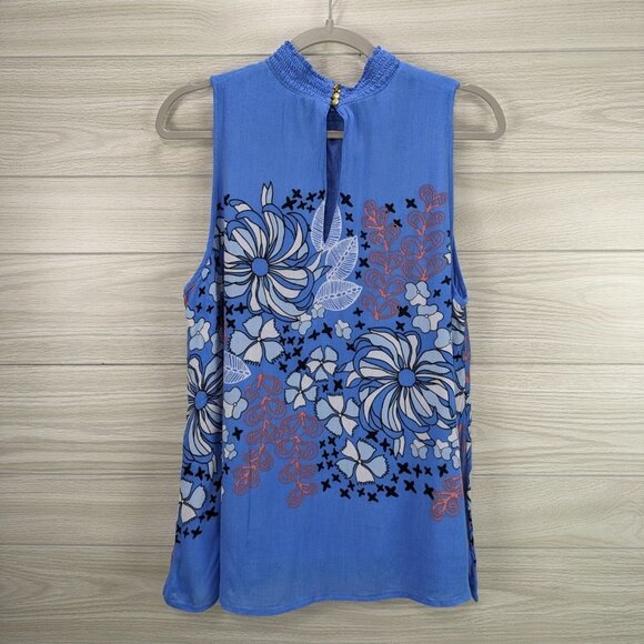 KAARI Blue High Neck Floral Top - Picture 7 of 8